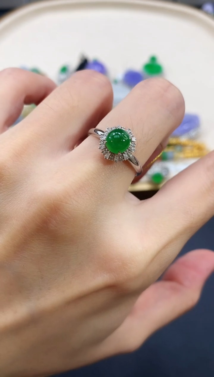 翡翠戒指18K金镶嵌|2800