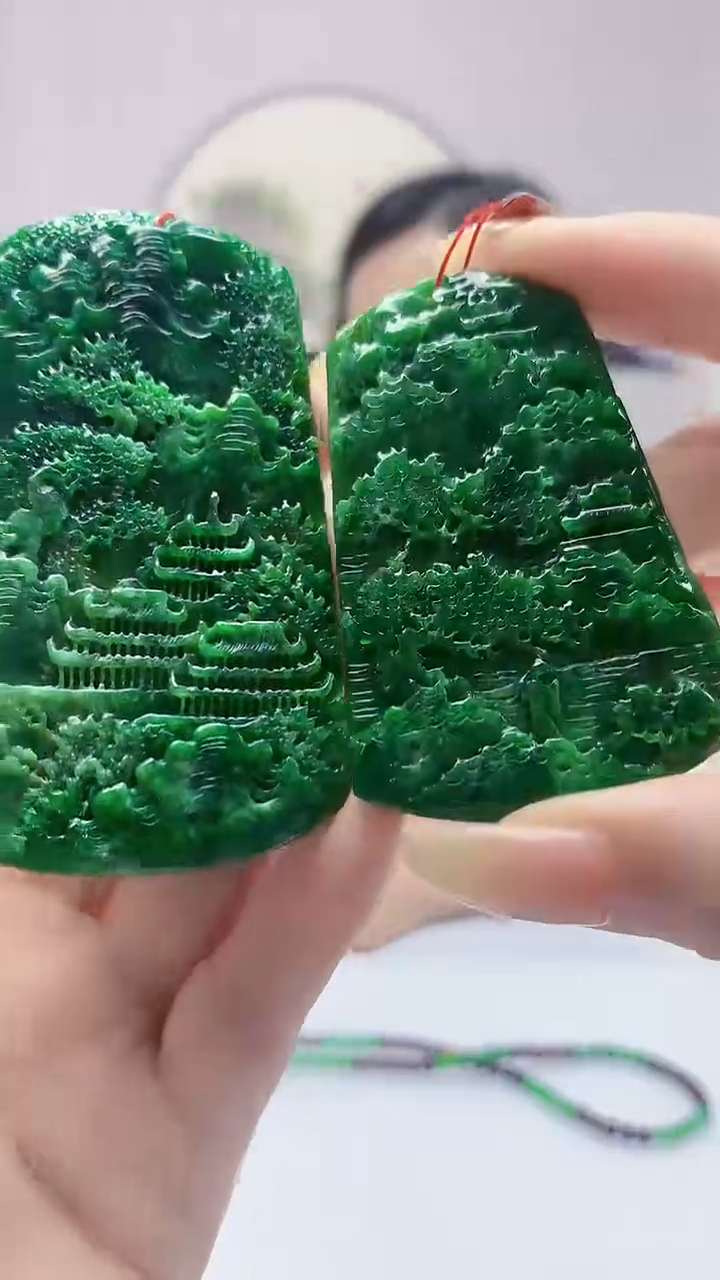 定制翡翠未镶嵌4852dd-毛货挂件赠两条珠链149