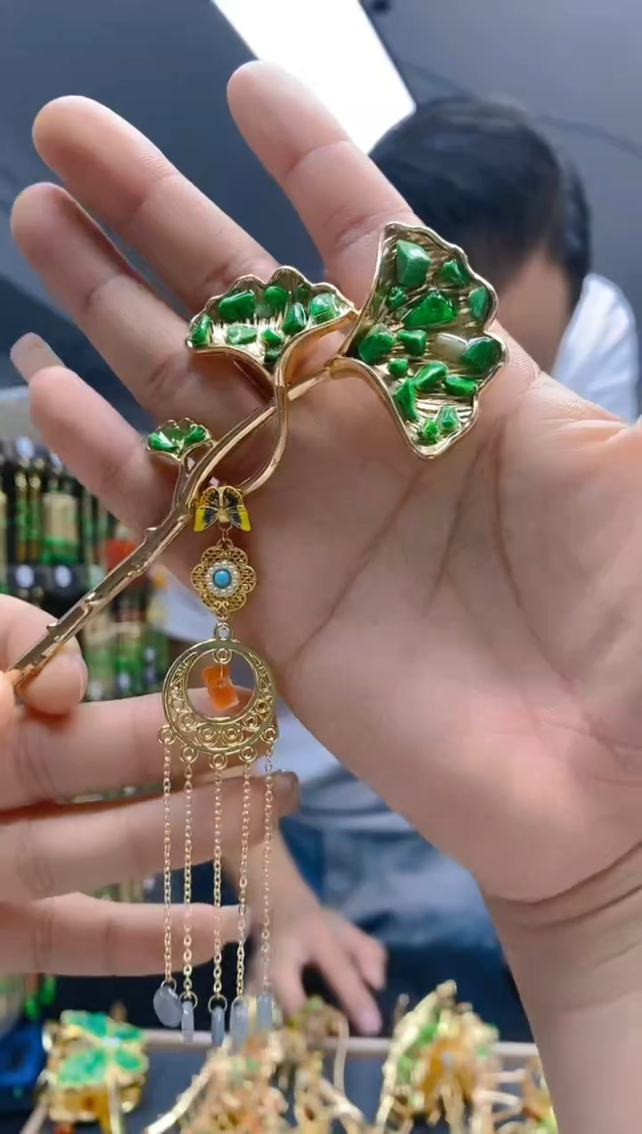 【闪购商品】翡翠耳饰合金539翡翠发簪