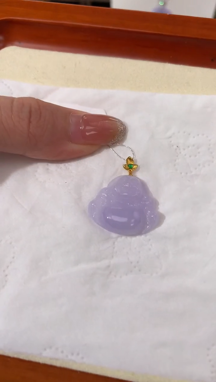 【闪购商品】翡翠颈饰18K金镶嵌天然缅甸a货翡翠