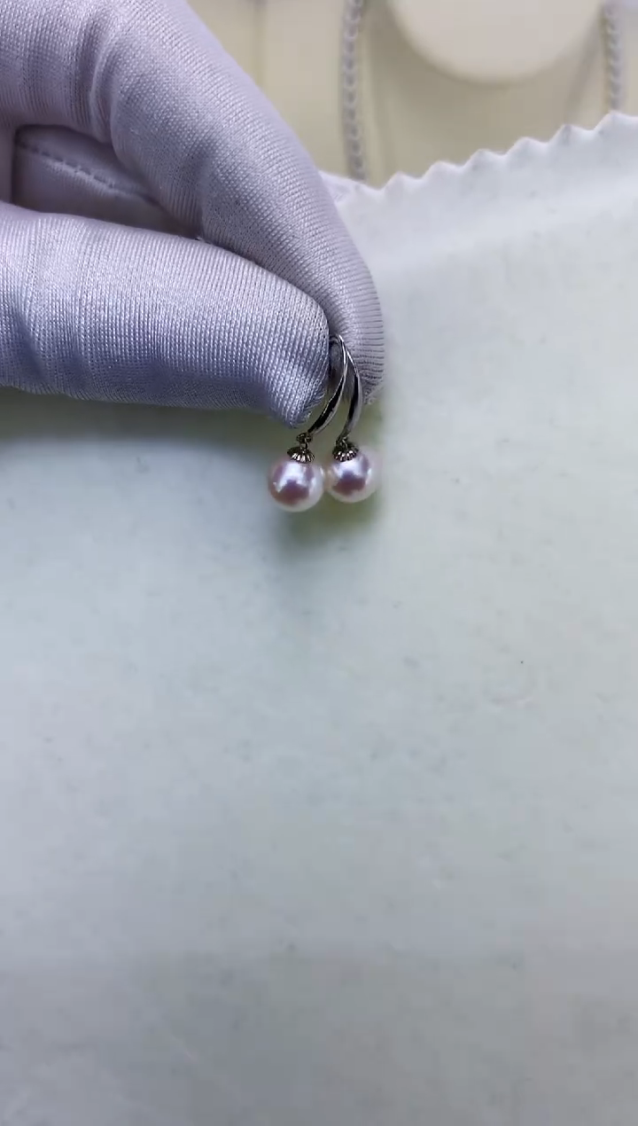 18K金镶嵌DA海水珍珠 X068 耳钩7-8MM