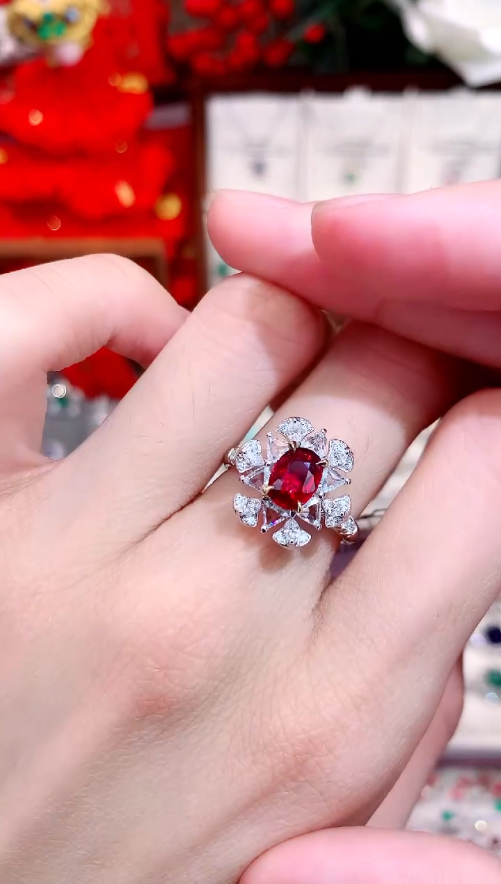 【闪购商品】红宝石戒指18K金镶嵌1.02ct/天然宝石/七天无理由