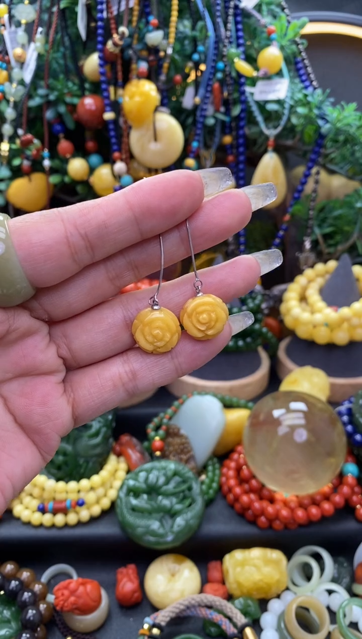 【闪购商品】琥珀耳饰未镶嵌蜜蜡耳坠