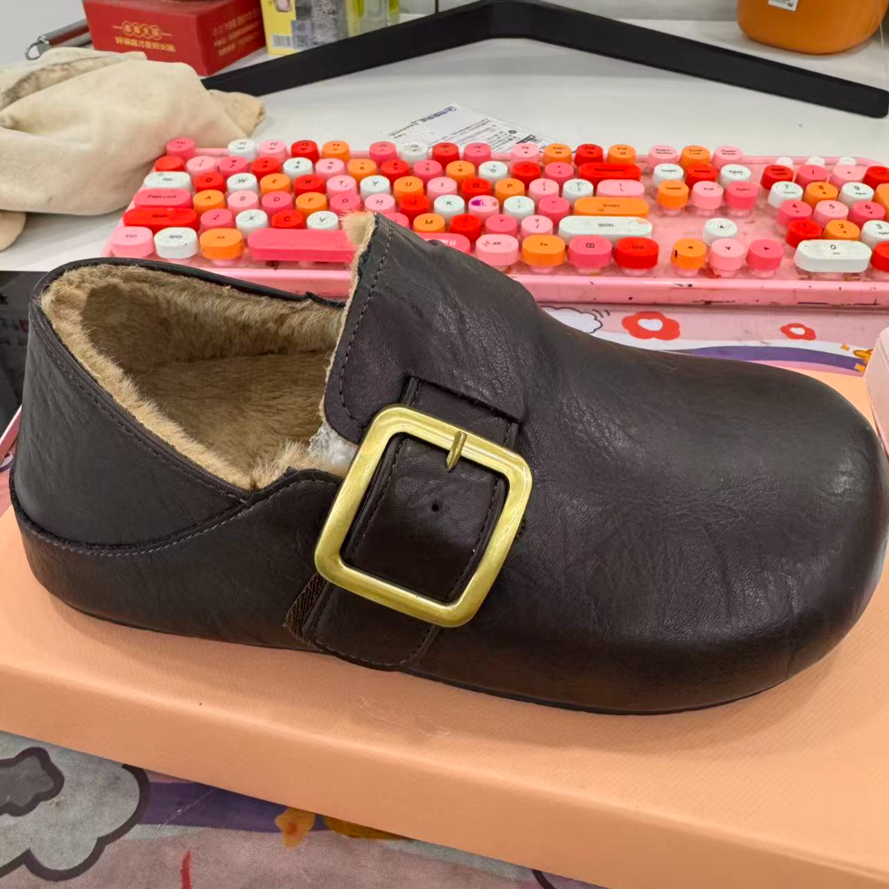 2025-2【新疆包邮洋洋】厚底内增高毛毛鞋豆豆鞋2025秋冬新款