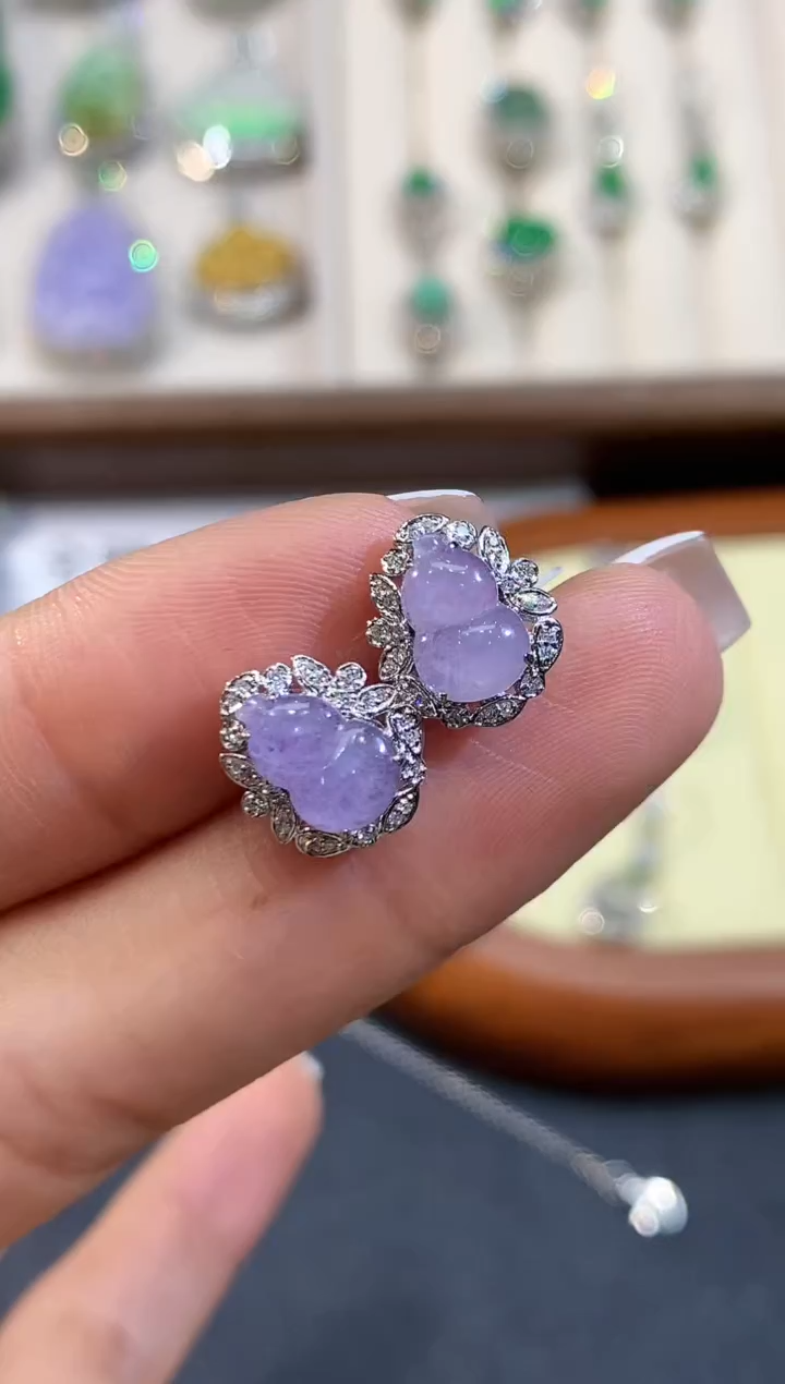 【闪购商品】翡翠耳饰18K金镶嵌L0904多样性发其一