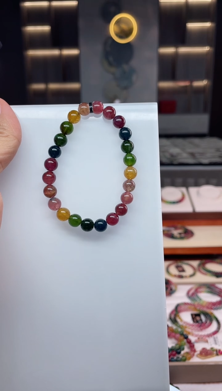 未镶嵌老矿碧玺单圈手串7mm+碧玺（多样性发一条）Q