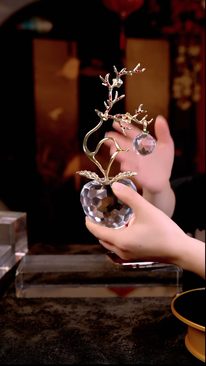 人造水晶老板娘苹果居家摆件装饰品