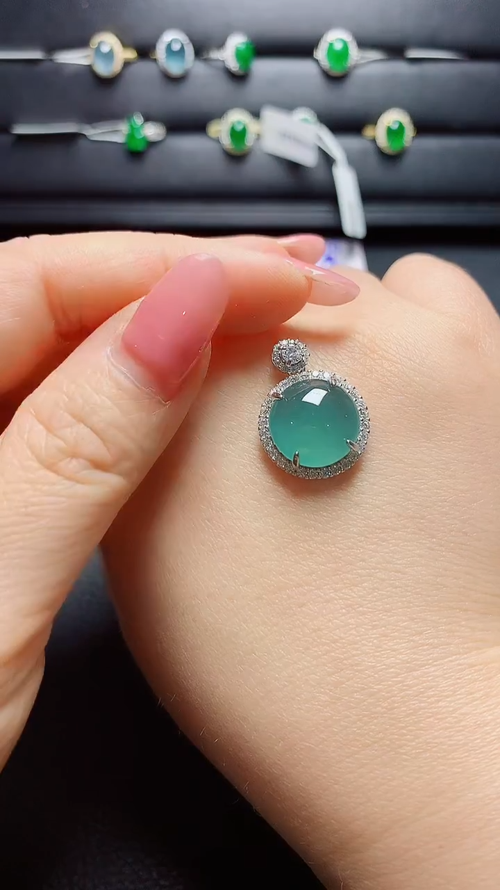 银S925镶嵌戒指翡翠天然翡翠A货s925银镶