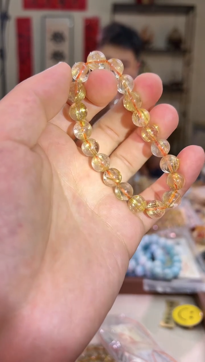 发晶手链未镶嵌9.5mm+金发晶（多样性发一）