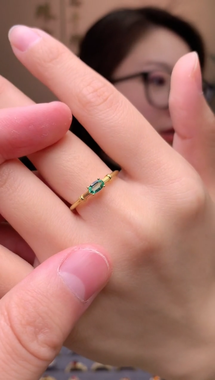 【闪购商品】祖母绿戒指银S925镶嵌戒指