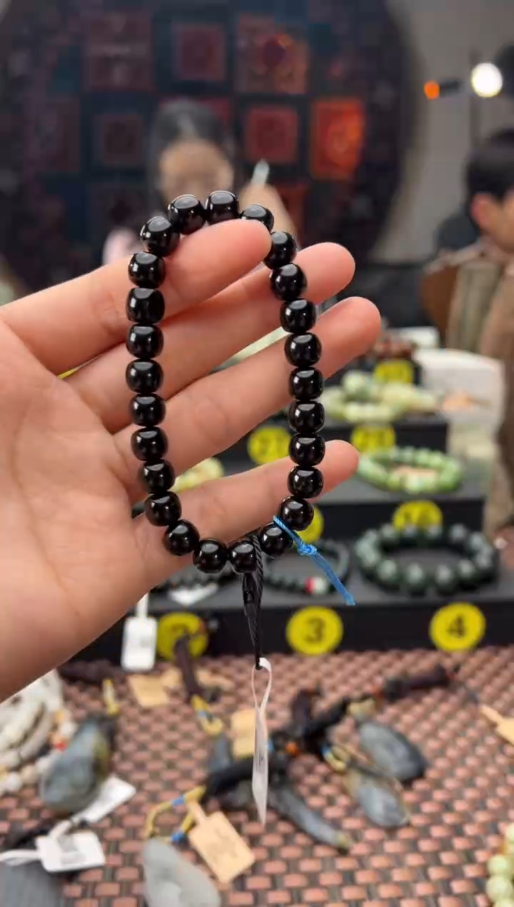 未镶嵌手链和田玉黑青籽老型珠手串卡8