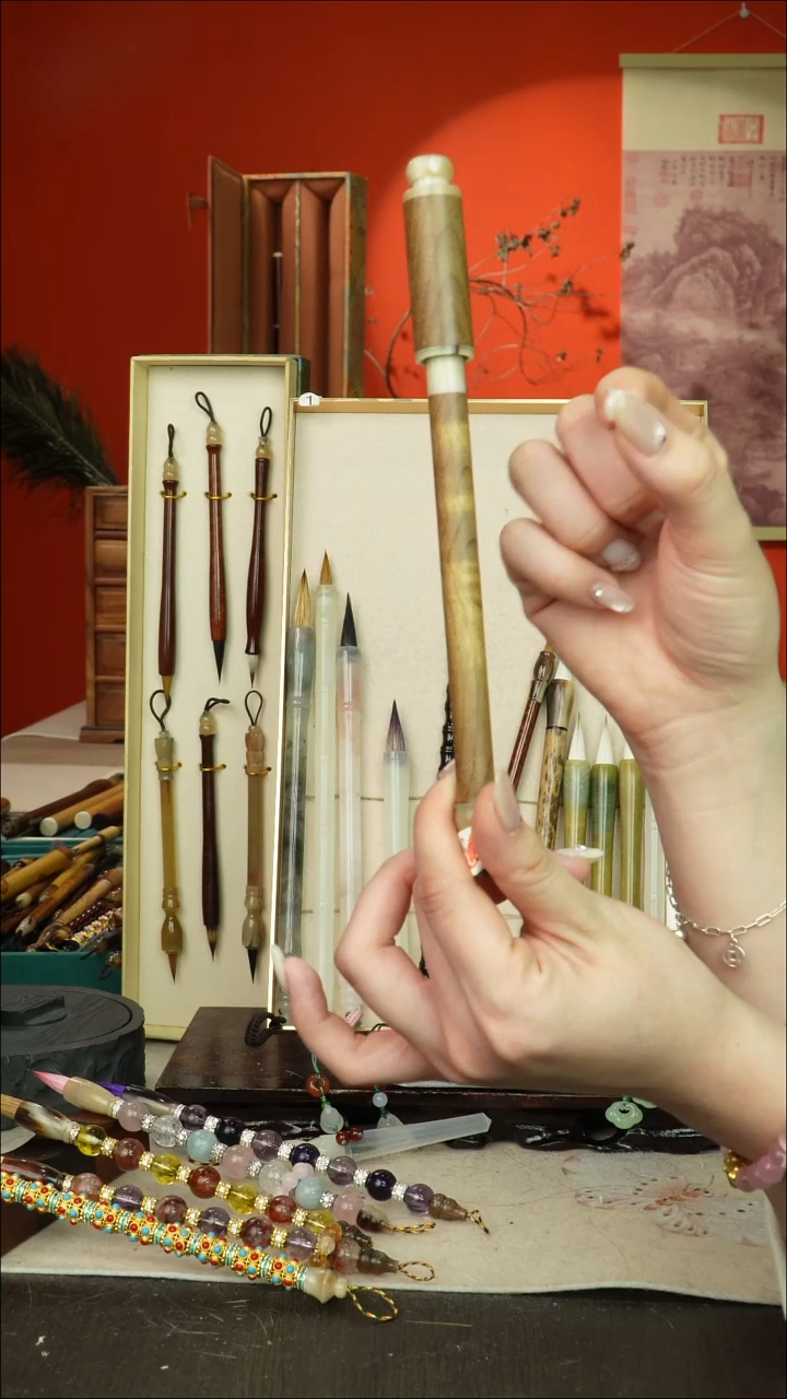 220号闪孤品高货毛笔链接 清水试笔 蘸墨不退