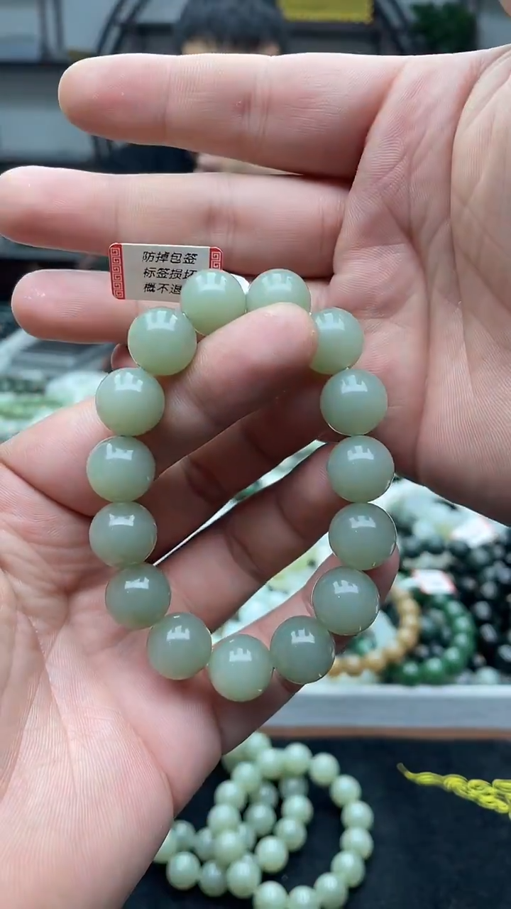 未镶嵌手串和田玉纯天然新疆且末青白14