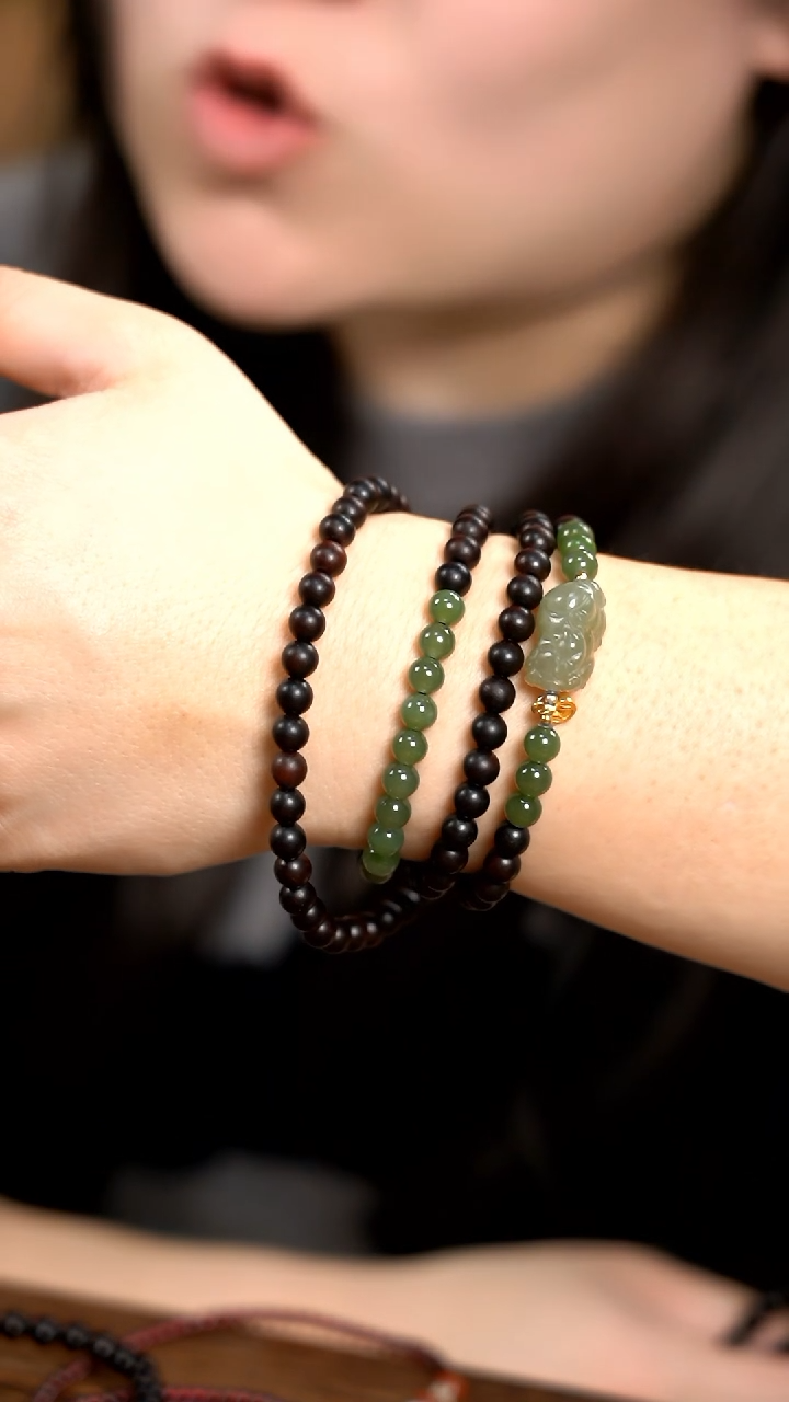 【闪购商品】檀香紫檀（小叶紫檀）手串未镶嵌小叶紫檀 玉貔貅四圈