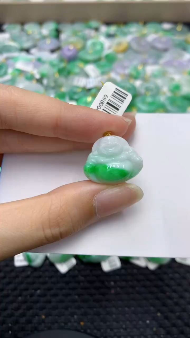 翡翠18K金镶嵌颈饰天然缅甸翡翠A货