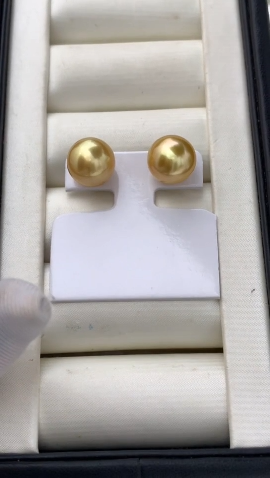 18K金镶嵌耳饰定制海水珍珠用****511-12mm南洋金珠