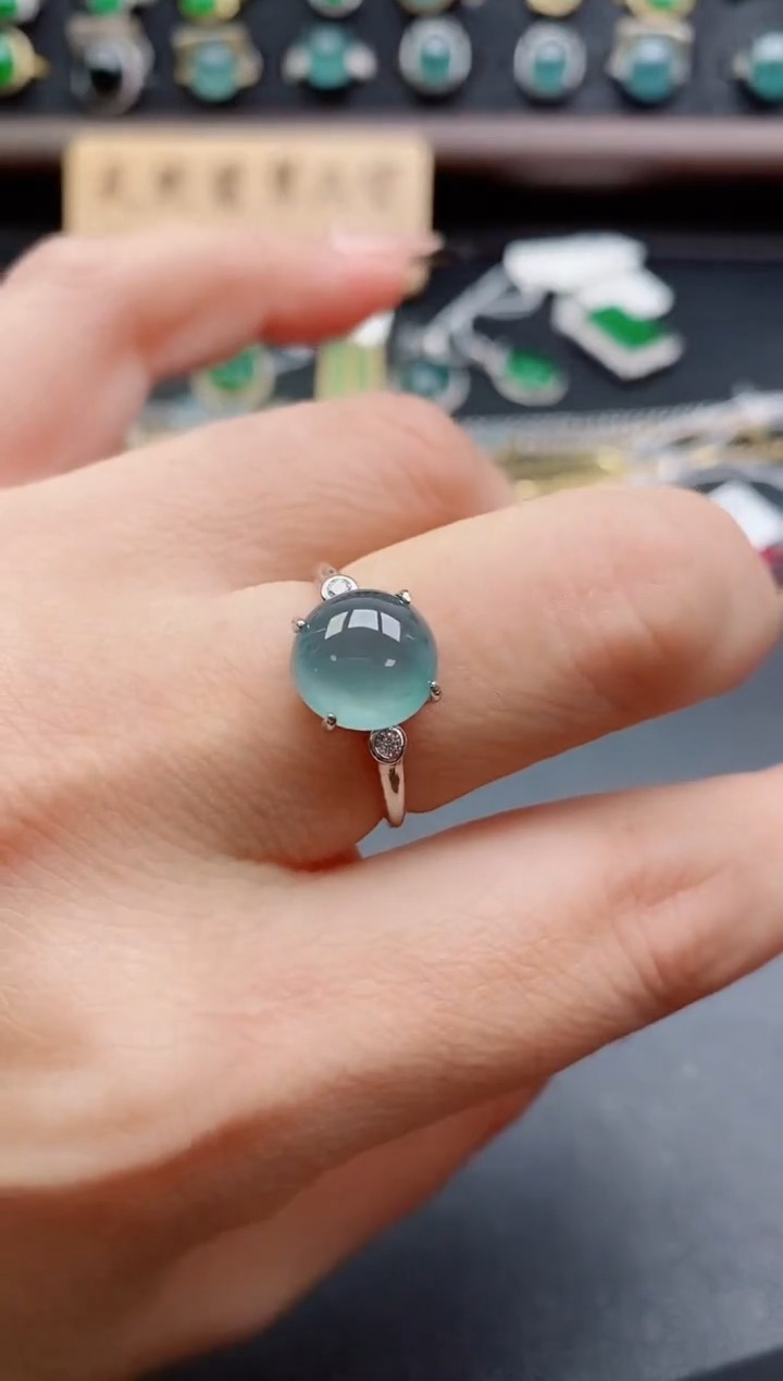 银S925镶嵌戒指翡翠1