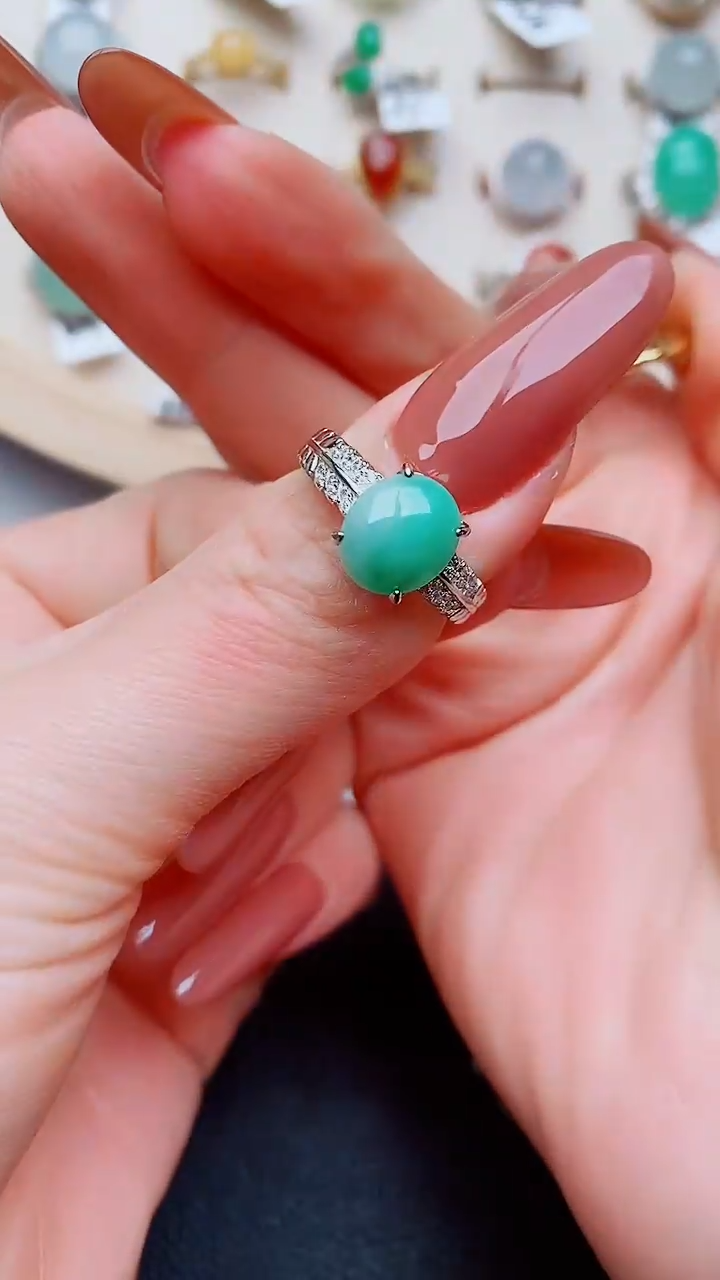 银S925镶嵌戒指翡翠...