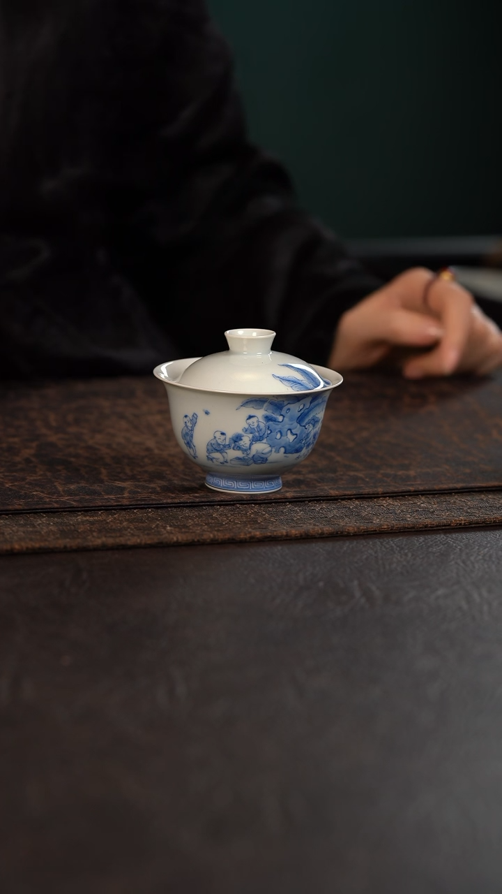 【闪购商品】杯聚澜堂童真岁月下棋盖碗