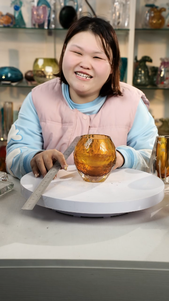 【闪购商品】琉璃【弘扬】高轻奢琉璃花器高12正常手工痕迹