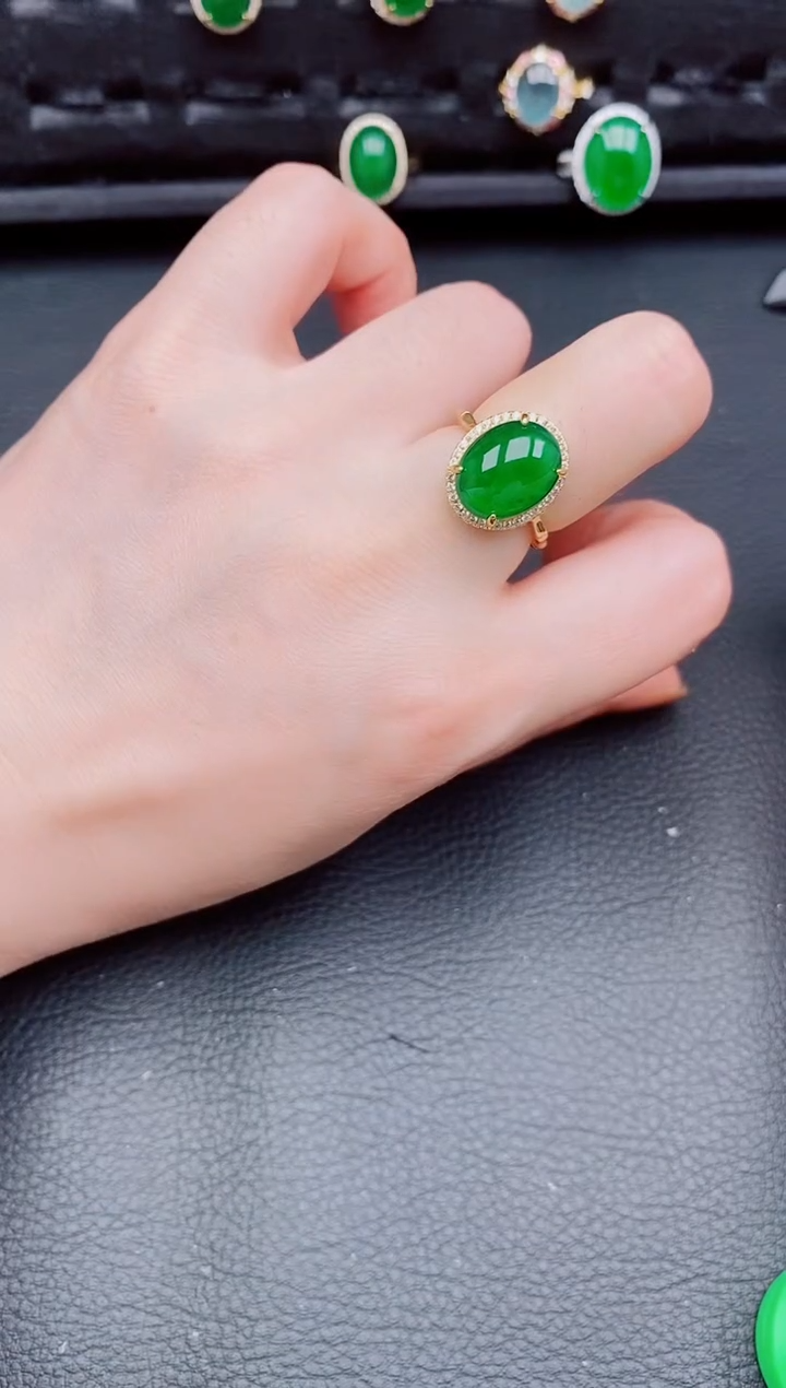 【闪购商品】翡翠戒指银S925镶嵌天然a货翡翠368