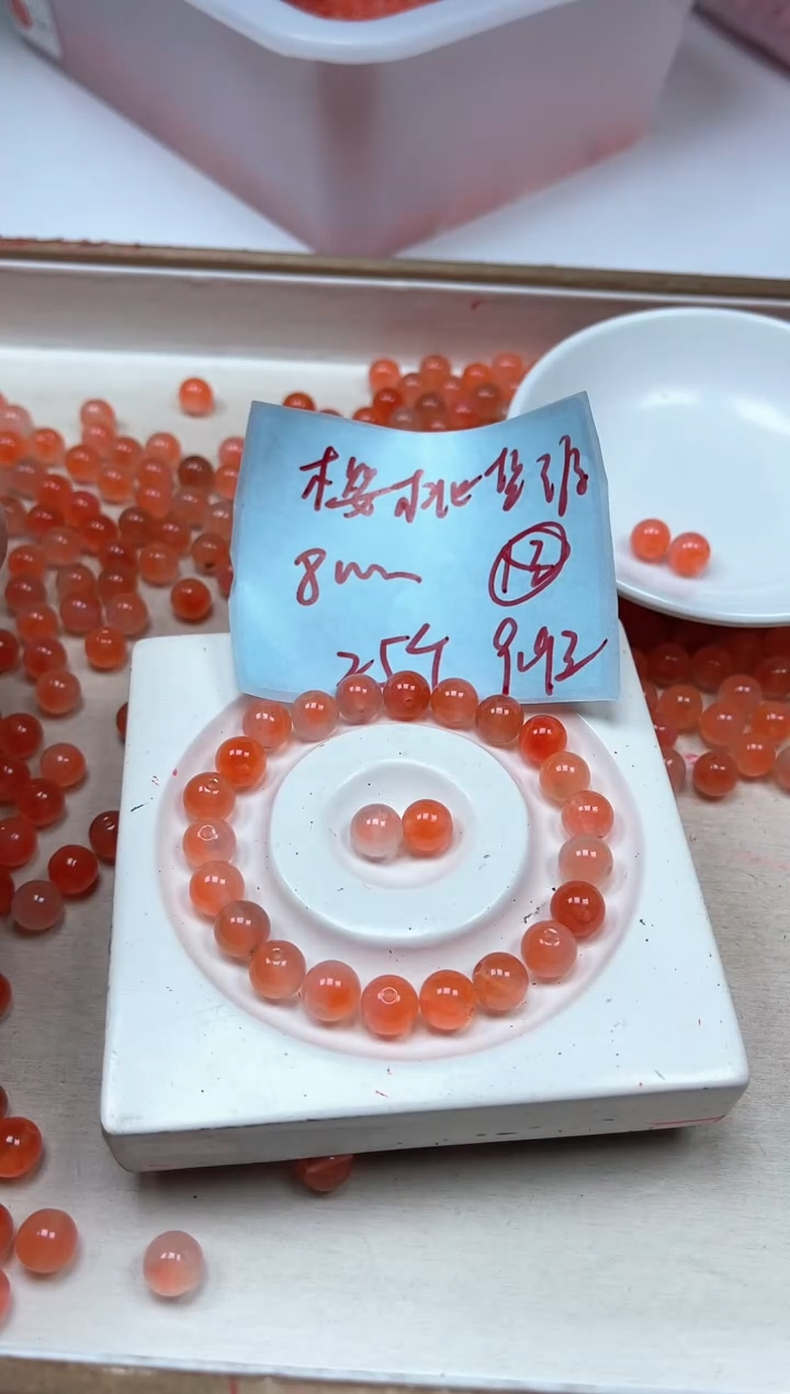 玛瑙/玉髓散珠未镶嵌M949 樱桃盐 源8mm25个9.9元
