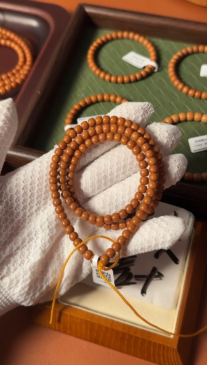 手串橄榄核【168核尖】5.9mm老挝核尖老型108三花面无白 高油高密