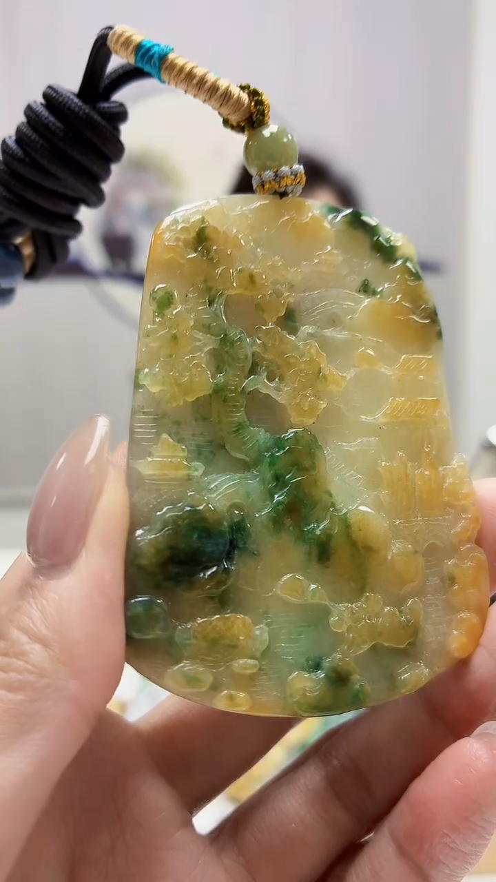 未镶嵌定制翡翠5160MM-毛货挂件87