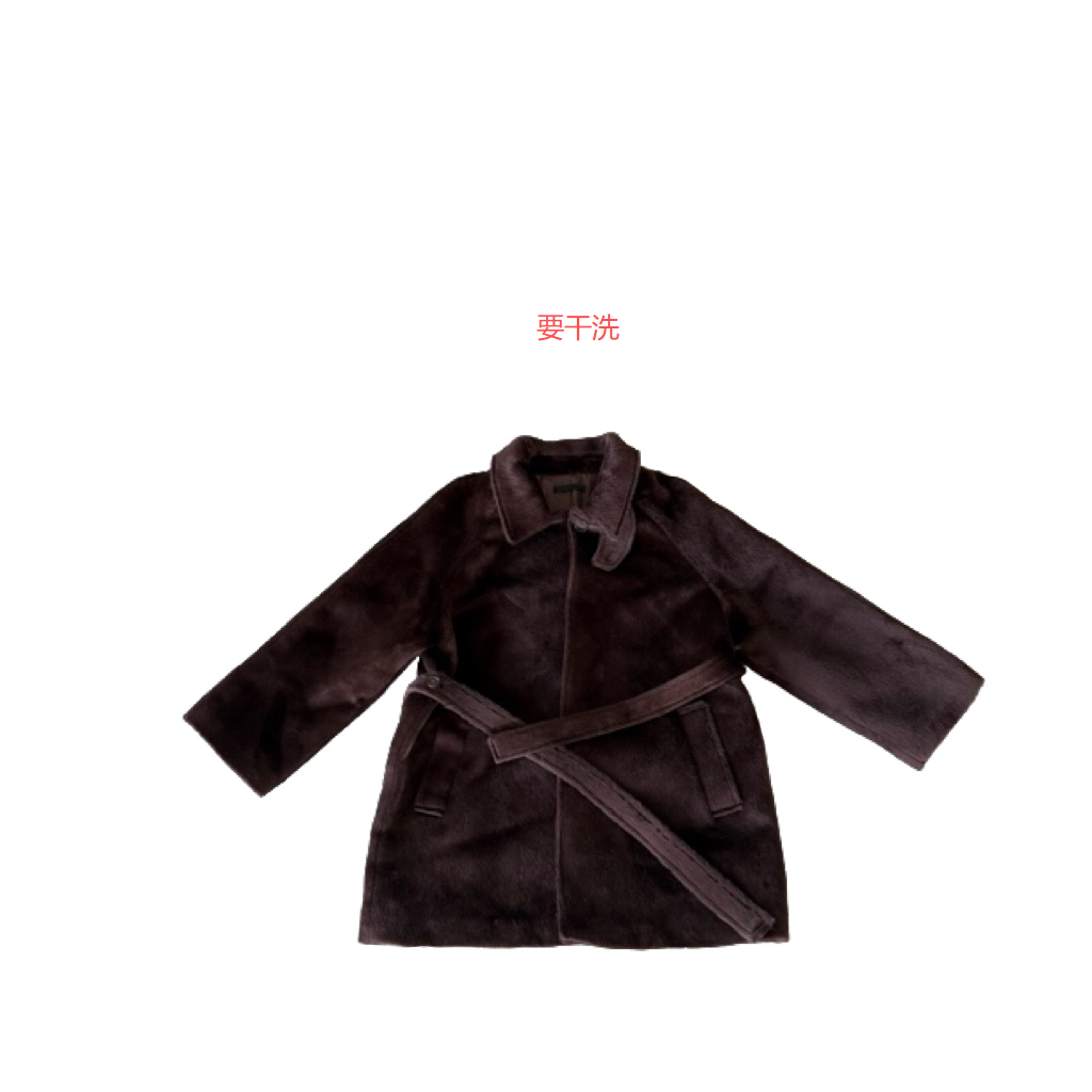 whoskongxx· 进口babysuri苏力澳毛雪松枯木棕腰带大衣100铜氨丝