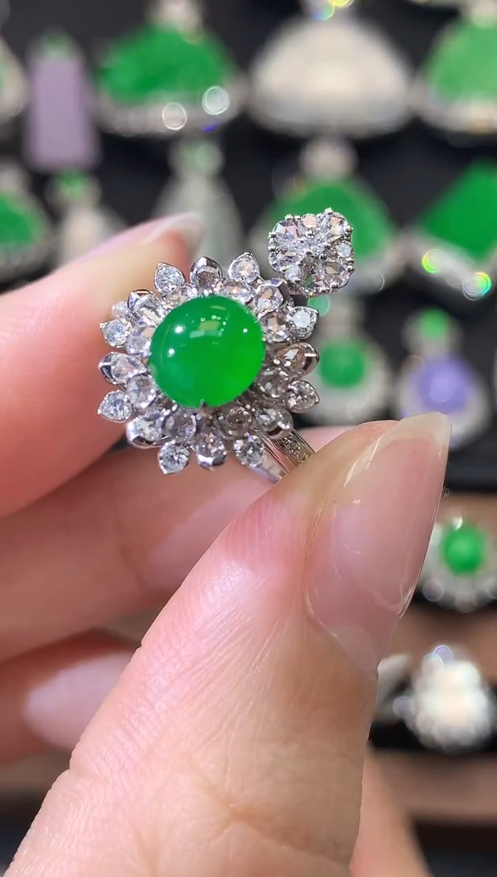 18K金镶嵌戒指翡翠D45