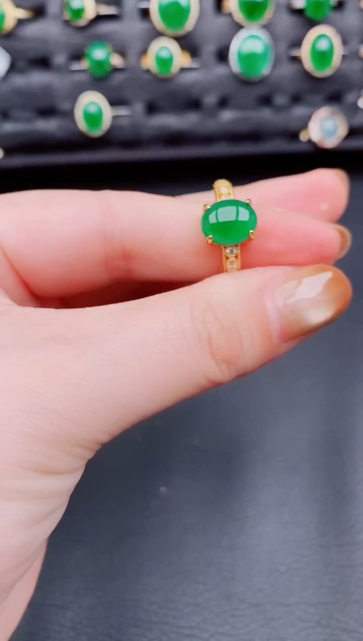 【闪购商品】翡翠戒指银S925镶嵌天然a货翡翠244