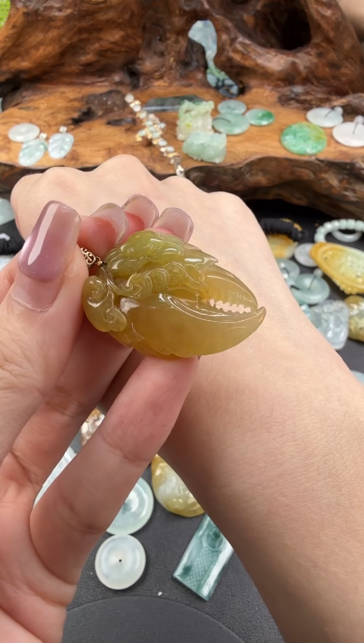 吊坠(不含链)18K金镶嵌翡翠翡翠饰品-211