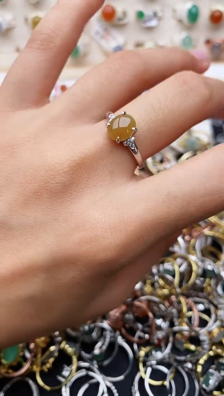 【闪购商品】翡翠戒指银S925镶嵌缅甸翡翠