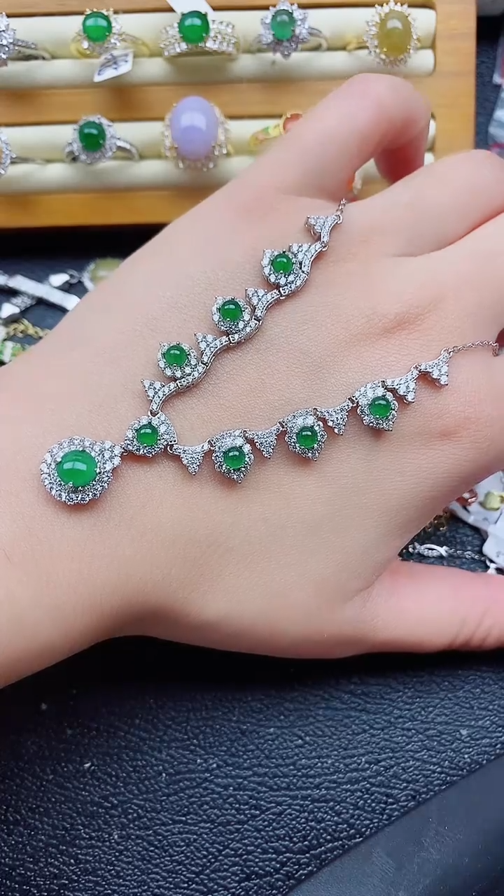 银S925镶嵌戒指翡翠1