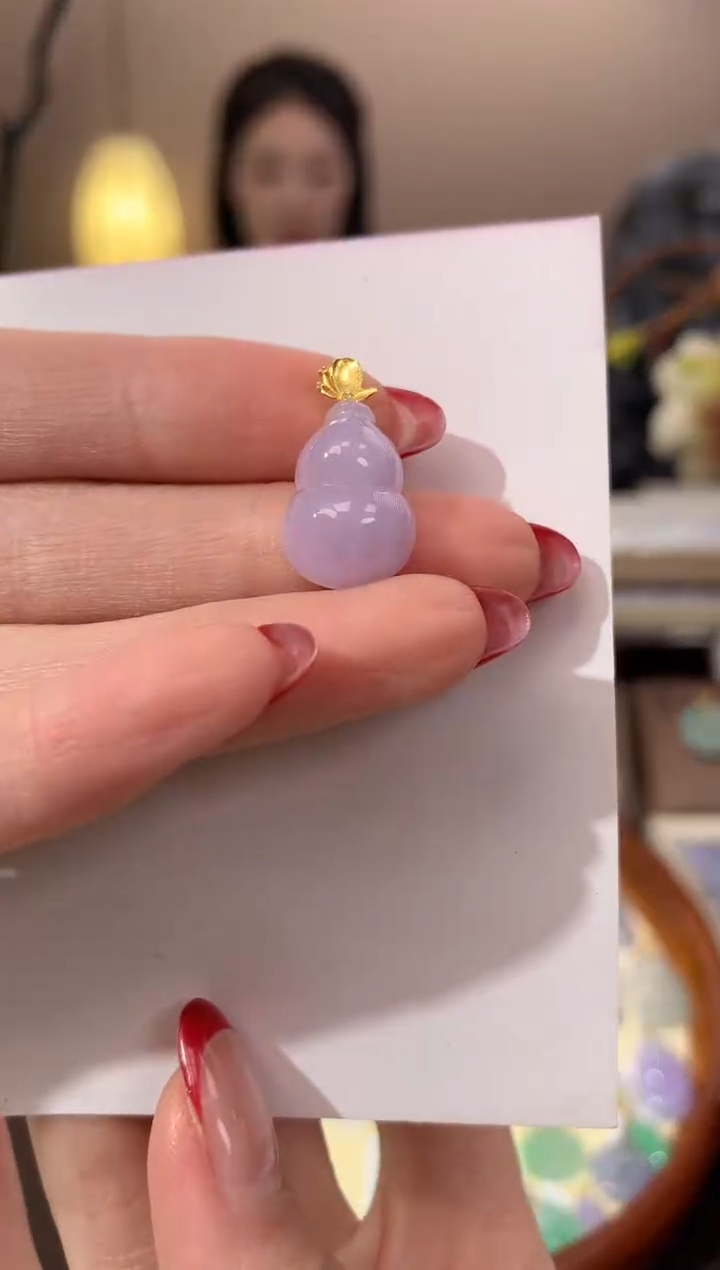 【闪购商品】翡翠颈饰18K金镶嵌天然缅甸a货翡翠