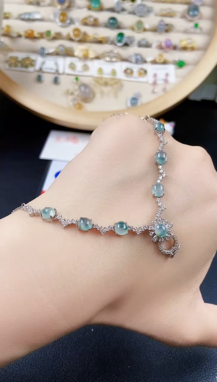 翡翠银S925镶嵌颈饰54646
