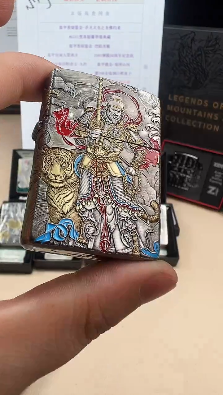 铜财神赵公明-五面3D雕刻-盔甲熏银鎏金珐琅彩（带证书）