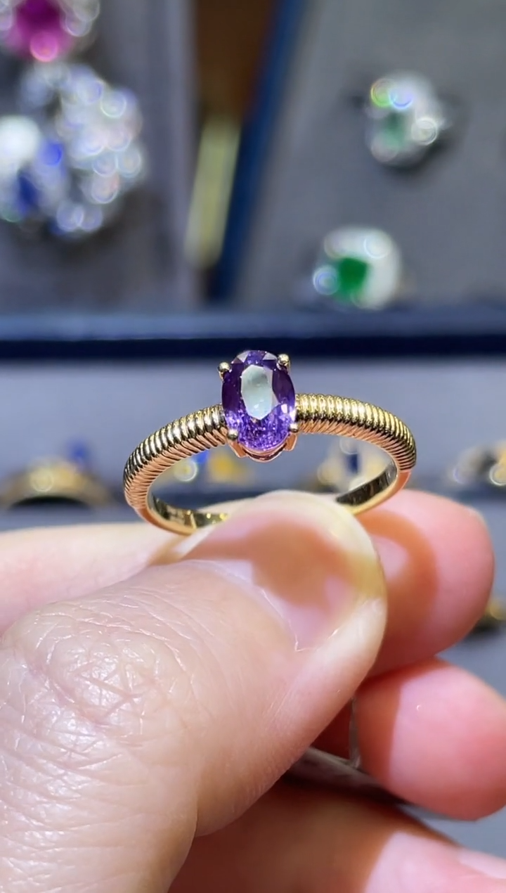 【闪购商品】彩色蓝宝石戒指14K金镶嵌1.09ct