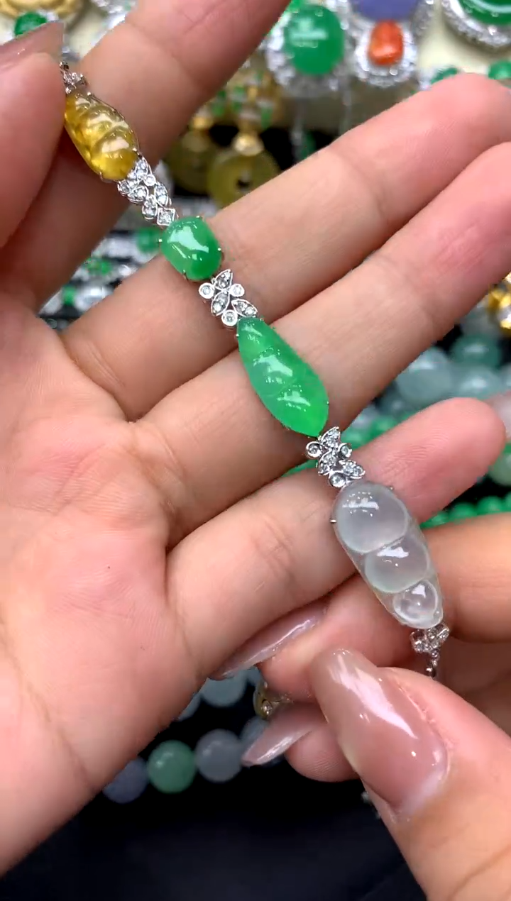 18K金镶嵌手链翡翠306-中国好珍宝