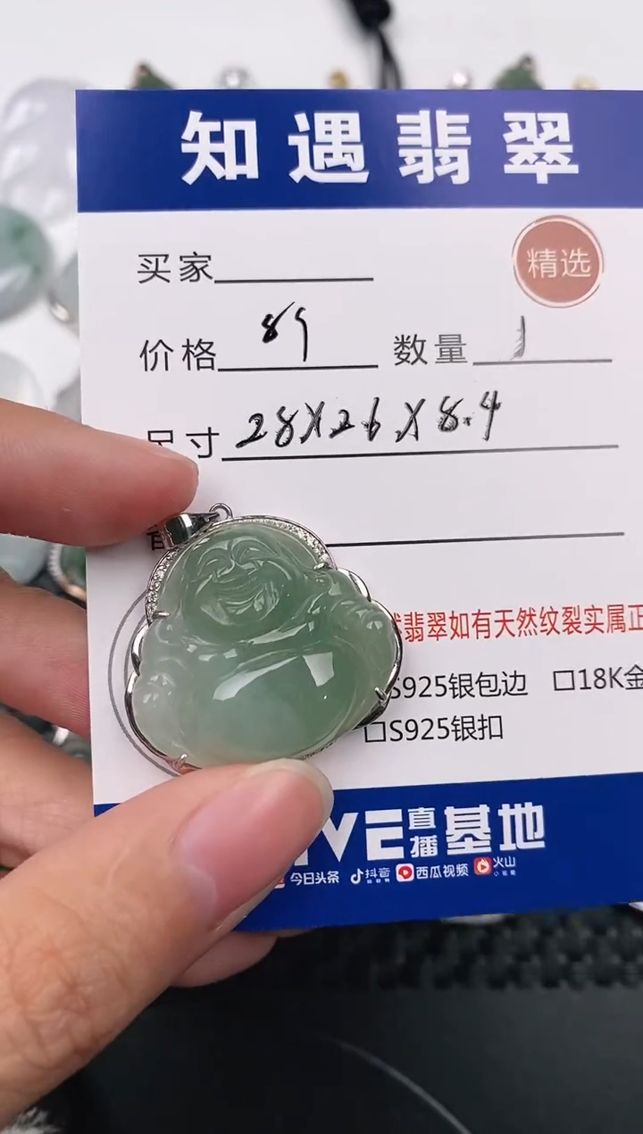 颈饰银S925镶嵌翡翠挂件