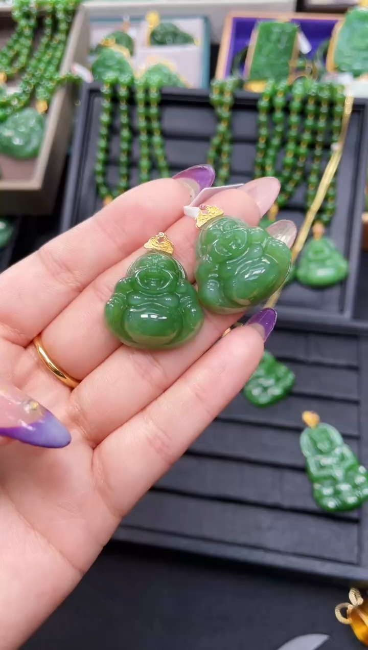 【闪购商品】和田玉吊坠18K金镶嵌26MM 多样性发一