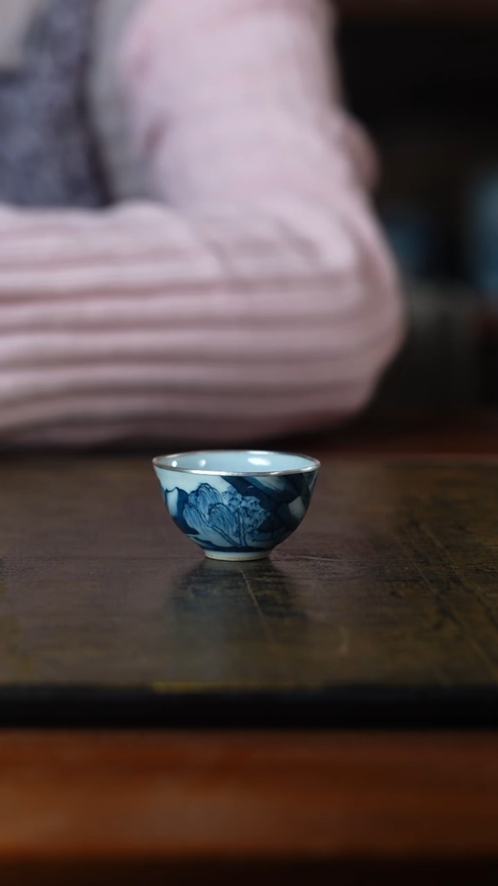 弥云斋康熙山水包银客杯