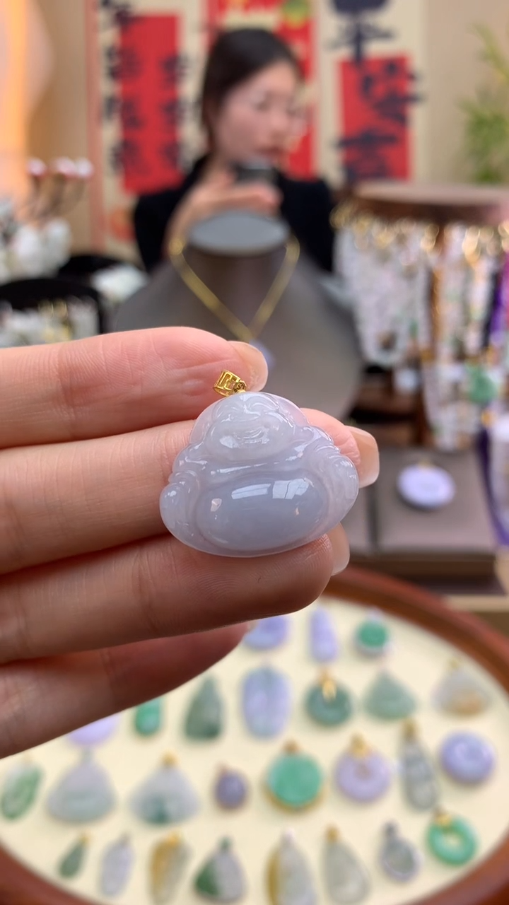 【闪购商品】翡翠颈饰18K金镶嵌佛公