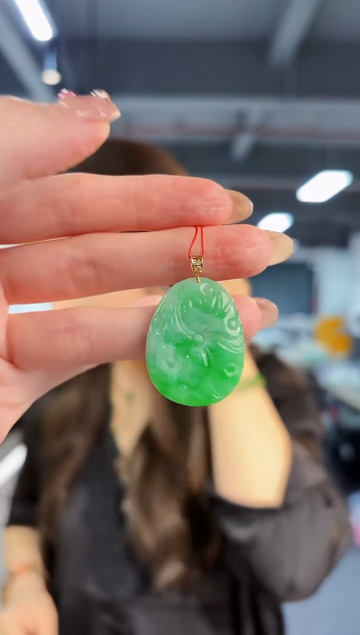 【闪购商品】翡翠颈饰18K金镶嵌 缅料A货/支持复检/一件