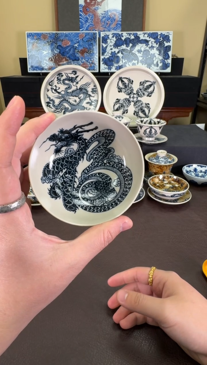 【闪购商品】瓷片二号釉龙蛇之变普洱杯