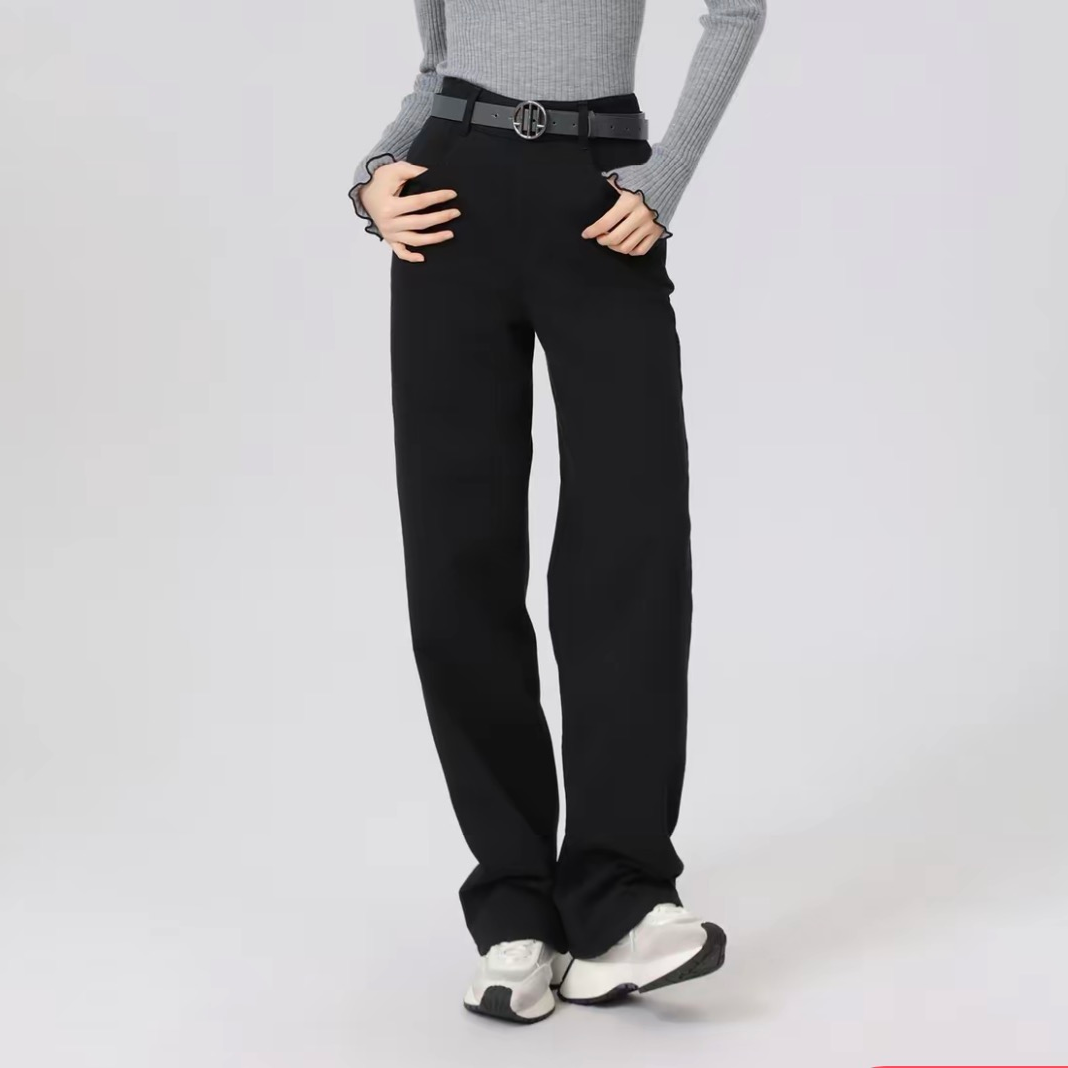 阿玛施AMASS新款秋冬加绒休闲高腰显瘦休闲百搭香蕉牛仔裤5100588