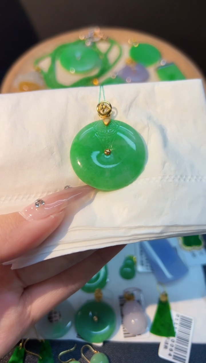 【闪购商品】翡翠耳饰18K金镶嵌Y缅料A货/支持复检/一件