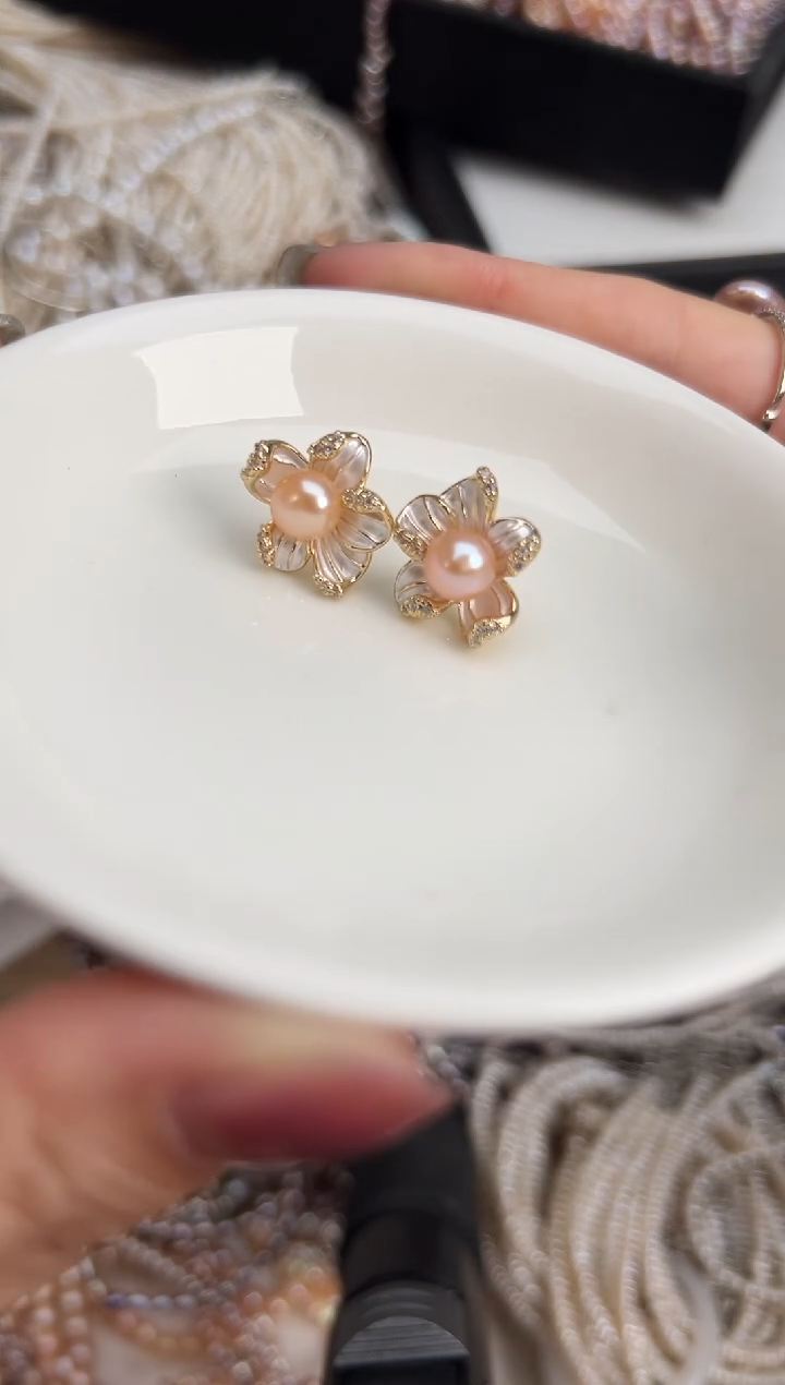 未镶嵌福利淡水珍珠精工镶嵌*耳钉