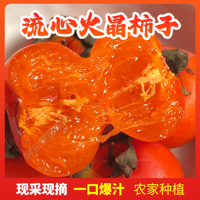 【头茬火晶柿子】正宗火晶软柿子当季新鲜水果果园采摘爆浆甜柿