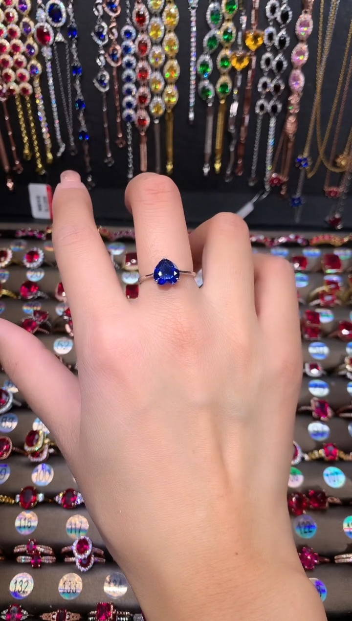 【闪购商品】蓝宝石戒指银S925镶嵌银色